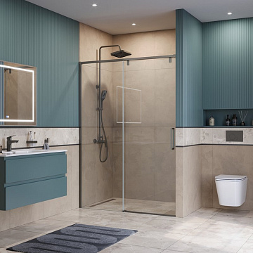 Душевая дверь в нишу BelBagno Soft Close-1 BF-1-130-C-GM профиль оружейная сталь