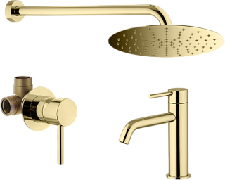 Комплект для ванной Plumberia Selection Ixo KITXO01OR53 С ВНУТРЕННЕЙ ЧАСТЬЮ, золото 24к