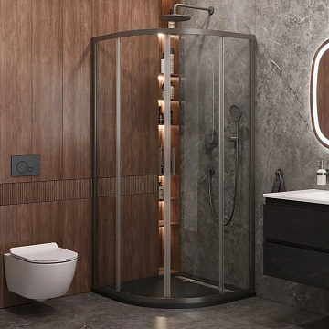 Душевой уголок Cezares Molveno R 2 90 C GM IV 90х90 см, профиль оружейная сталь, стекло прозрачное