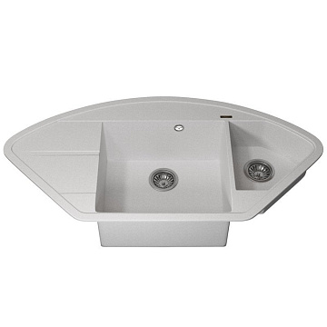 Кухонная мойка кварцевая Uperwood Quartz UPD-06-01, угловая двухсекционная, белая