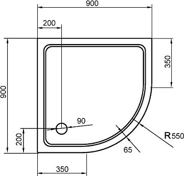 Поддон для душа Cezares Tray SMC TRAY-M-R-90-550-35-W