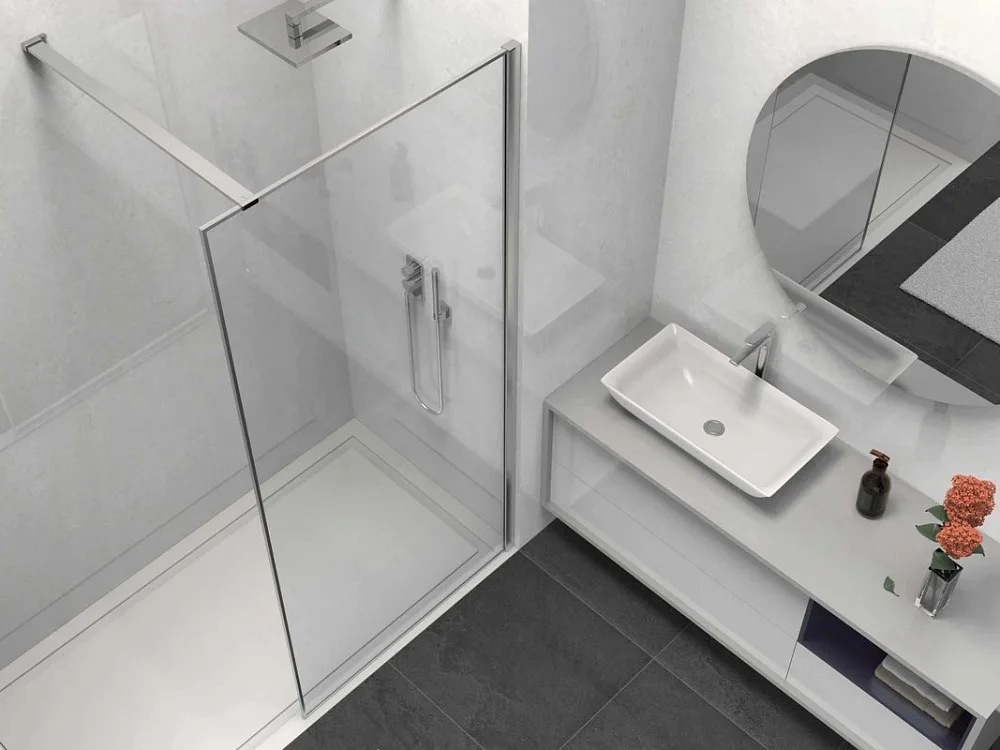 Душевая перегородка Walk-In VSW-1HS100CL, 1000*2000, хром, стекло прозрачное Sancos — официальный сайт