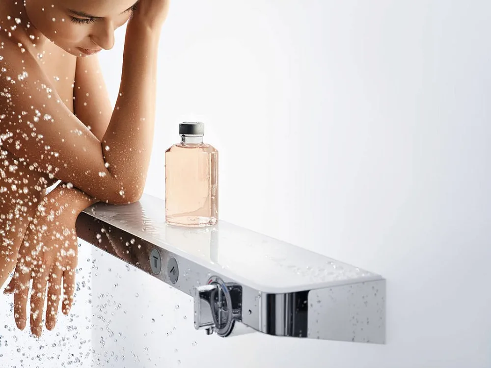 Термостатический смеситель Hansgrohe ShowerTablet Select 13184400 для душа, белый - хром Sancos — официальный сайт