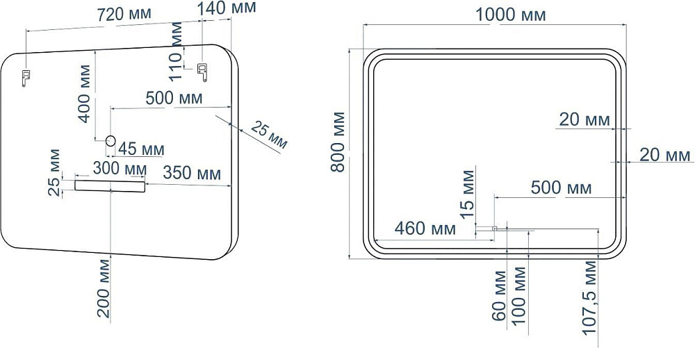 Зеркало Art&Max Genova White 100х80 белое, с LED-подсветкой, 6000К