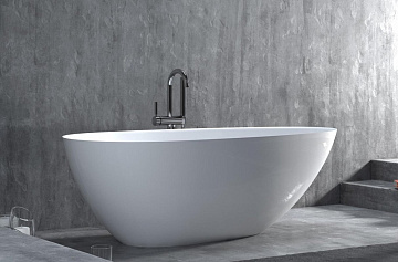 Ванна из искусственного камня Salini Paola In S-Stone 160x75 см, отдельностоящая, матовая белая, ова
