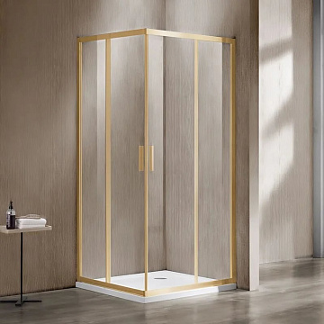 Душевой уголок Vincea Garda VSR-1G9013CLG 130х90, профиль брашированное золото, стекло прозрачное