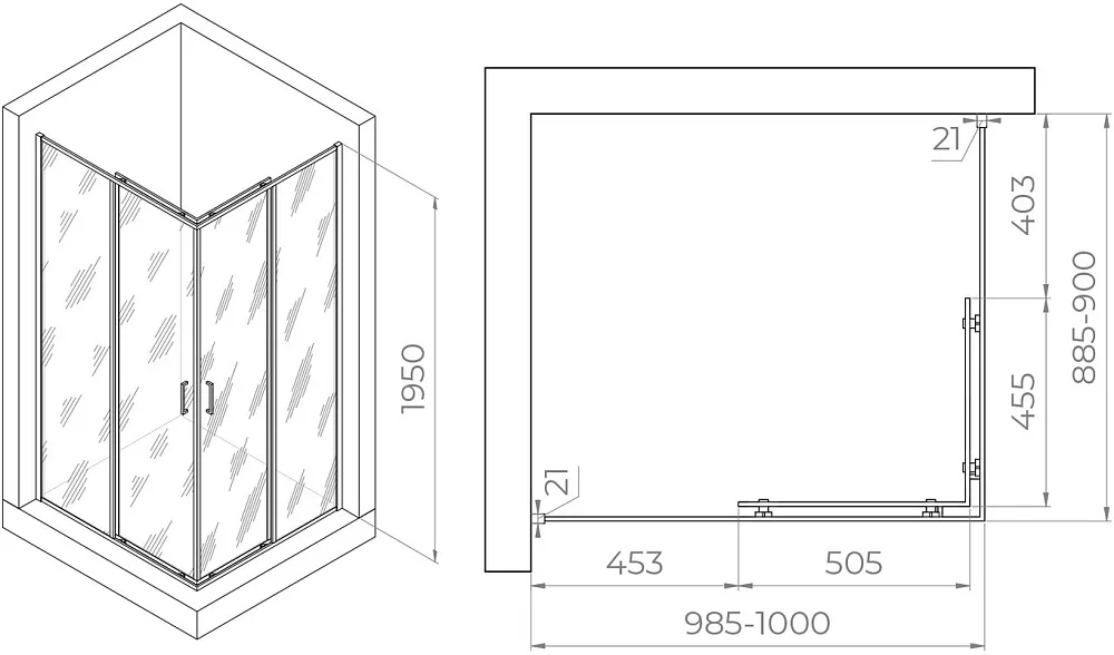 Душевой уголок RGW Passage PA-040 1000x900x1950, профиль хром Sancos — официальный сайт