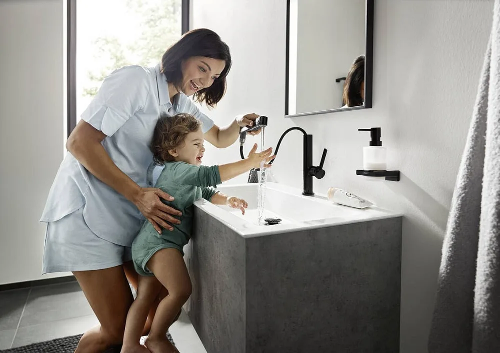 Смеситель для раковины Hansgrohe Finoris 230 76063670 матовый черный Sancos — официальный сайт