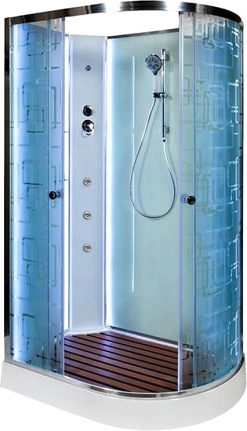 Душевая кабина DTO EM1512LN 120х80, LED с гидромассажем, профиль хром, стекло матовое с узором