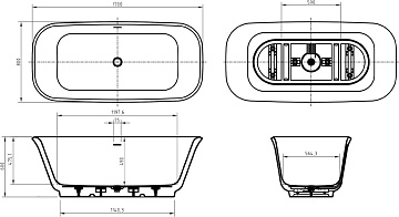Акриловая ванна BelBagno Due 170x80 см, BB702-1700-800-K