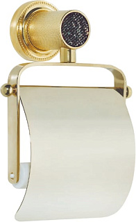 Держатель туалетной бумаги Boheme Royal Cristal Black Gold с крышкой, золото