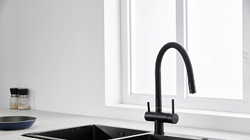 Смеситель для кухни Emar Steel ЕС - 3015 black