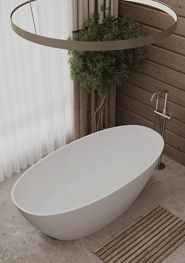 Ванна из искусственного камня Allen Brau Krion Oval 170x80 см, отдельностоящая, матовая белая, оваль