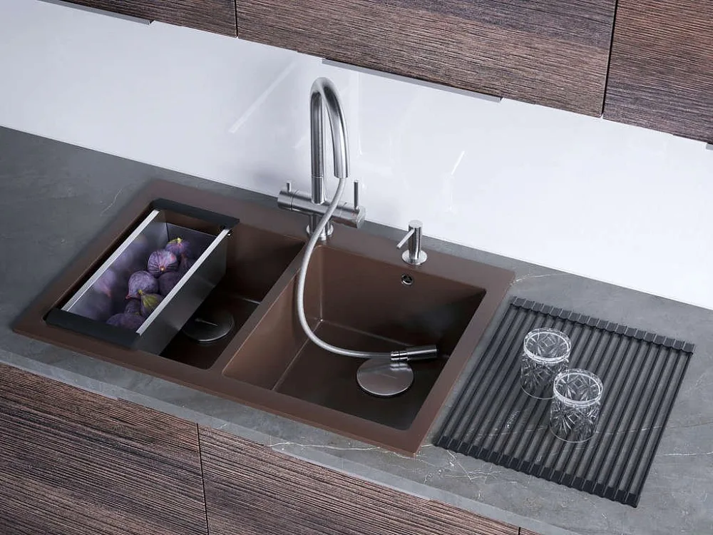 Мойка кухонная Omoikiri Bosen 80-2-DC темный шоколад Sancos — официальный сайт