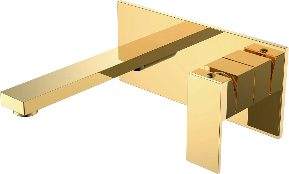Смеситель для раковины Boheme Qubic 475-G С ВНУТРЕННЕЙ ЧАСТЬЮ, shinny gold