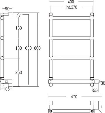 Полотенцесушитель электрический Margaroli Sole 370-542-4 хром