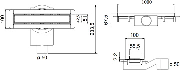 Душевой трап (лоток) Plumberia Selection PSM Modular 100 см, нержавеющая сталь матовая