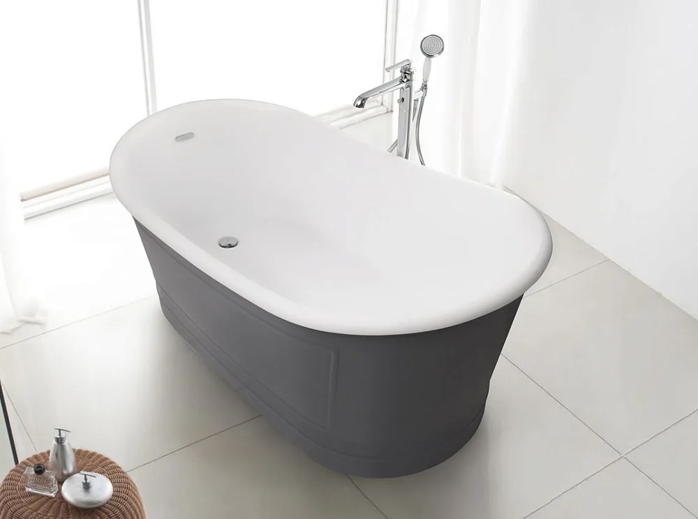 Акриловая ванна BelBagno BB32-CF36 170x90 см, левая, отдельностоящая, серая матовая, овальная, на но Sancos — официальный сайт