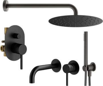 Комплект для ванной Plumberia Selection Ixo KITXO15NO210 С ВНУТРЕННЕЙ ЧАСТЬЮ, черный матовый