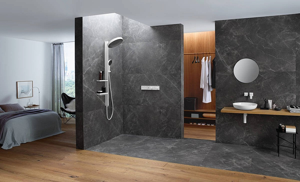 Термостатический смеситель встраиваемый Hansgrohe RainSelect 15380700, для душа, матовый белый
