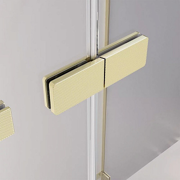 Душевая дверь в нишу Veconi Premium Alassio G 140x200, профиль брашированное золото, стекло прозрачн