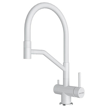 Смеситель для кухни Paulmark Rubert Ru213175-WH, с гибким изливом белый матовый