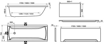 Акриловая ванна Ravak Classic 160x70 см, C531000000