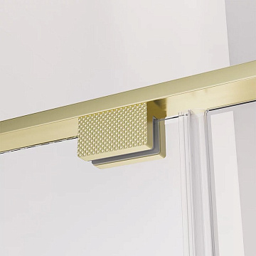 Душевая дверь в нишу Veconi Premium Alassio G 140x200, профиль брашированное золото, стекло прозрачн