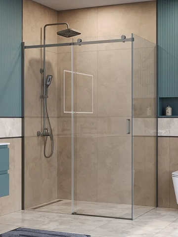 Душевой уголок BelBagno Soft Close-2 AH-1-150/100-C-GM профиль оружейная сталь