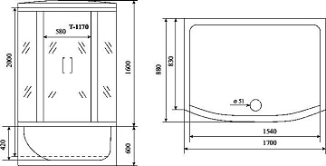 Душевая кабина Timo Standart T-6670SF Silver Fabric с высоким поддоном