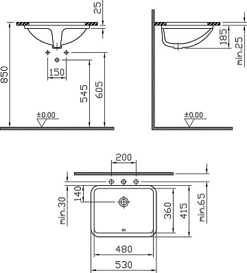 Раковина VitrA S50 5339B003 встраиваемая