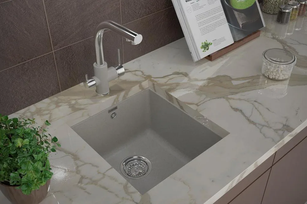 Мойка кухонная Paulmark Brilon PM104546-GR серый Sancos — официальный сайт