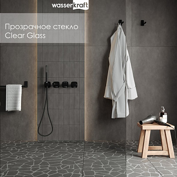Душевая перегородка Wasserkraft Rur 30W 90 см, профиль никель, стекло прозрачное