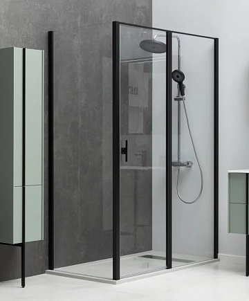 Душевой уголок Allen Brau Priority 140x90, профиль черный браш, стекло прозрачное