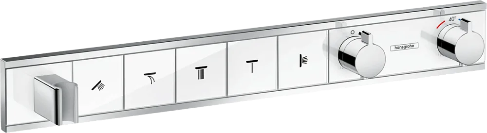 Термостатический смеситель встраиваемый Hansgrohe RainSelect 15358400, для душа, матовый белый, хром Sancos — официальный сайт