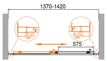 Душевая дверь в нишу Cezares Molveno BF 1 140 C BORO IV 140 см, профиль брашированное золото, стекло