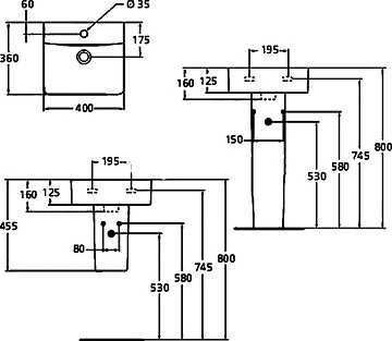 Накладная раковина Ideal Standard Connect Cube E803301 40 см