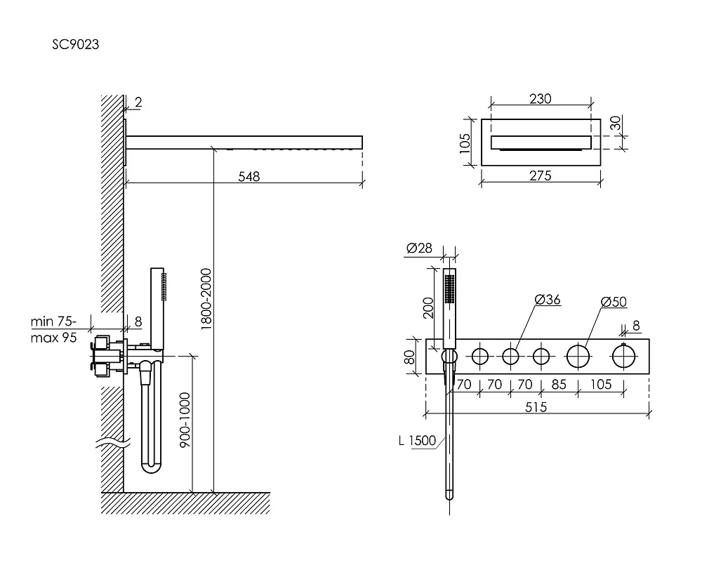 Душевой комплект Sancos Linn SC9023BB С ВНУТРЕННЕЙ ЧАСТЬЮ, брашированная бронза, PVD покрытие Sancos — официальный сайт