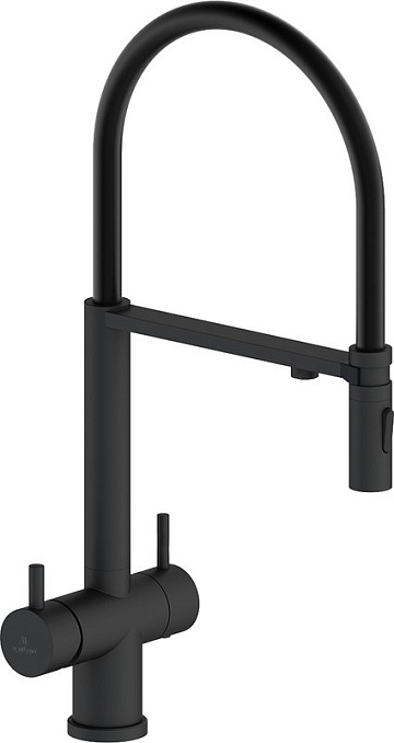 Смеситель для кухни AltroBagno Flusso 050204 NeOp с гибким изливом, матовый черный