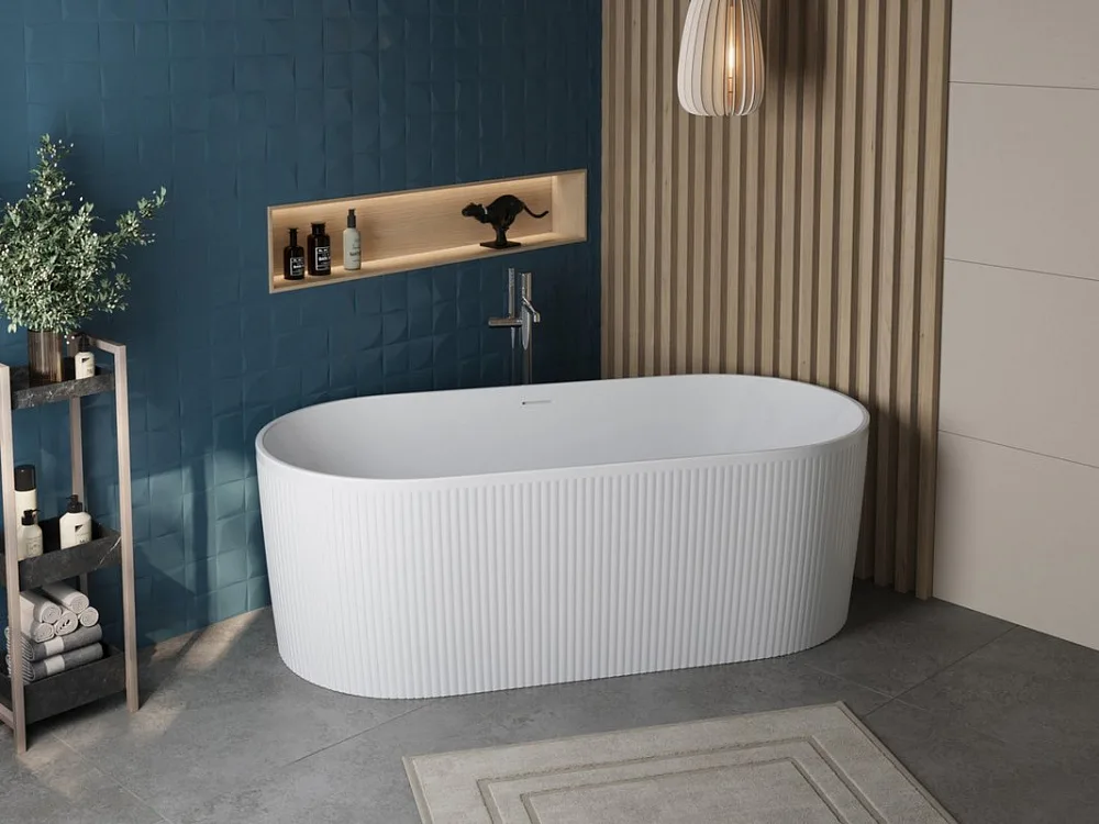 Акриловая ванна BelBagno BB411 170x80 см, отдельностоящая, белая матовая, овальная, со сливом-перели Sancos — официальный сайт