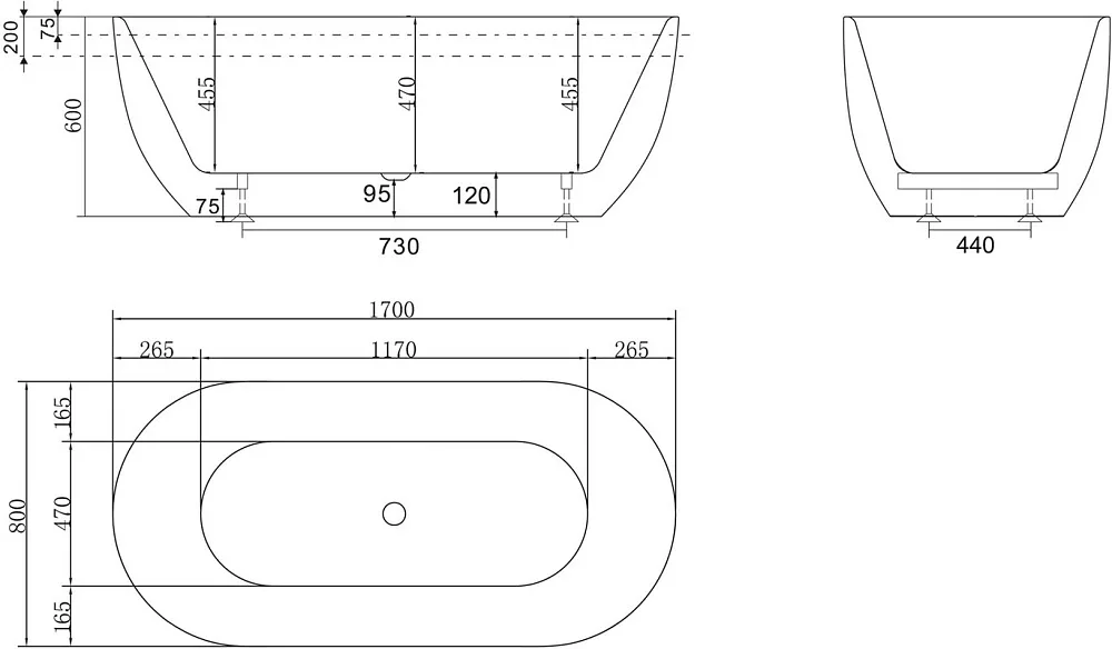 Акриловая ванна BelBagno BB70-1700-800 170x80 см, отдельностоящая, белая, овальная, на ножках Sancos — официальный сайт