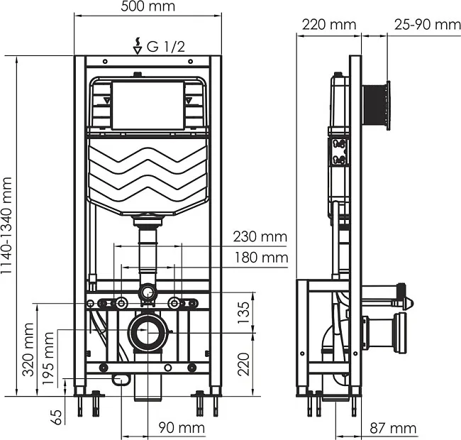 Система инсталляции для унитазов Wasserkraft Dill 61TLT.010.ME.CH02, с кнопкой смыва хром Sancos — Оригинал