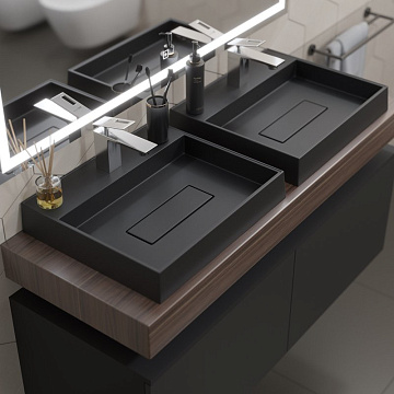 Накладная раковина Uperwood Tanos Quartz 2911030051 50 см, матовая черная, уголь