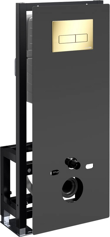 Система инсталляции для унитазов Wasserkraft Glan 66TLT.010.ME.BL.PG03, с кнопкой смыва золото