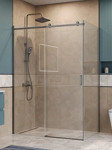 Душевой уголок BelBagno Soft Close-2 AH-1-140/90-C-GM профиль оружейная сталь