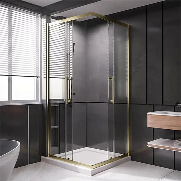 Душевой уголок Veconi Premium Trento PTC-20G 120x80, профиль брашированное золото, стекло прозрачное