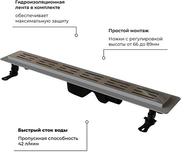 Душевой трап (лоток) RGW Drain Leo-20, хром, 80 см