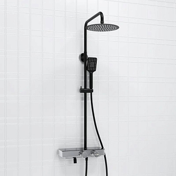 Душевая стойка Wasserkraft Abens 2000 A114.258.130.CB Thermo, с термостатом, черная