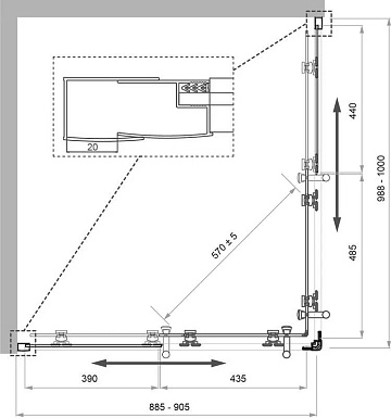 Душевой уголок BelBagno Uno -195 AH 2 100/90 C Cr стекло прозрачное