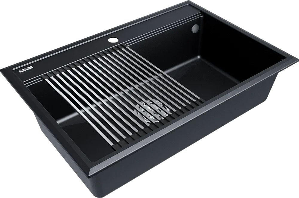 Мойка кухонная Paulmark Stepia + Step PM117551-BLM+R375-BS черный металлик Sancos — официальный сайт